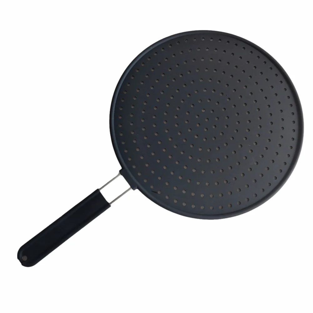 Heat Resistant Kitchen Splash Plate with Handle Food Grade Silicone Splatter Screen Easy Clean Splash-proof Oil Splatter Guard