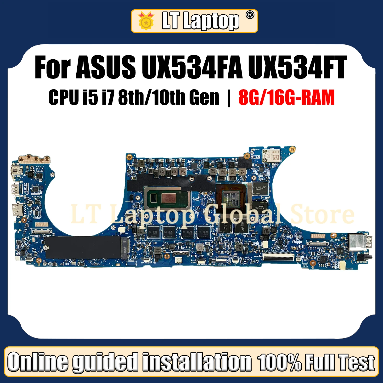 

LT Laptop UX534FA Mainboard For ASUS UX534FAC UX534F UX534FN UX534FT UX534FTC Motherboard i5 i7 8th/10th Gen CPU GTX1650/UMA