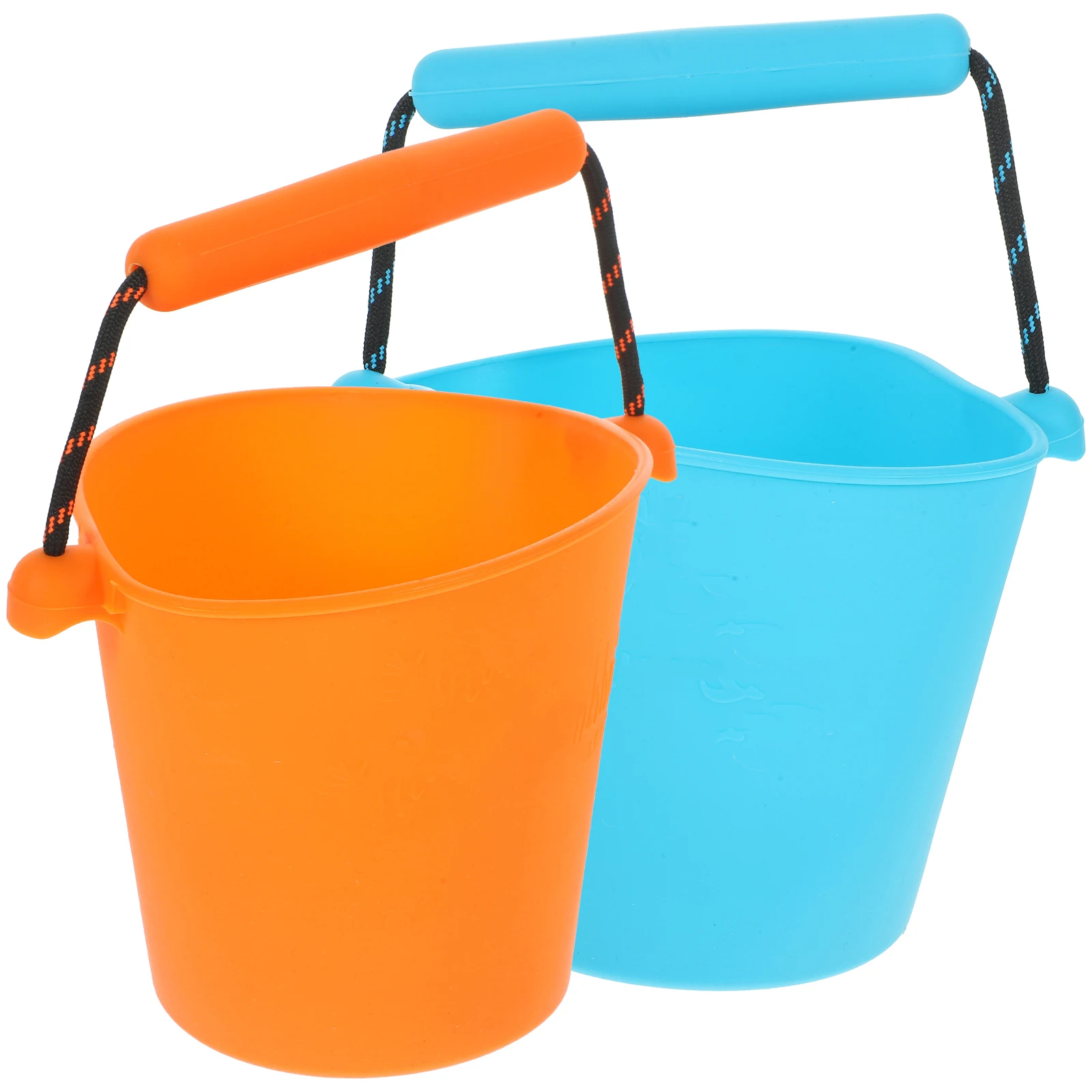 

2pcs Silicone Beach Buckets Kids Sand Toys Portable Water Bucket Folding Multi-function Small Bucket Play Tools
