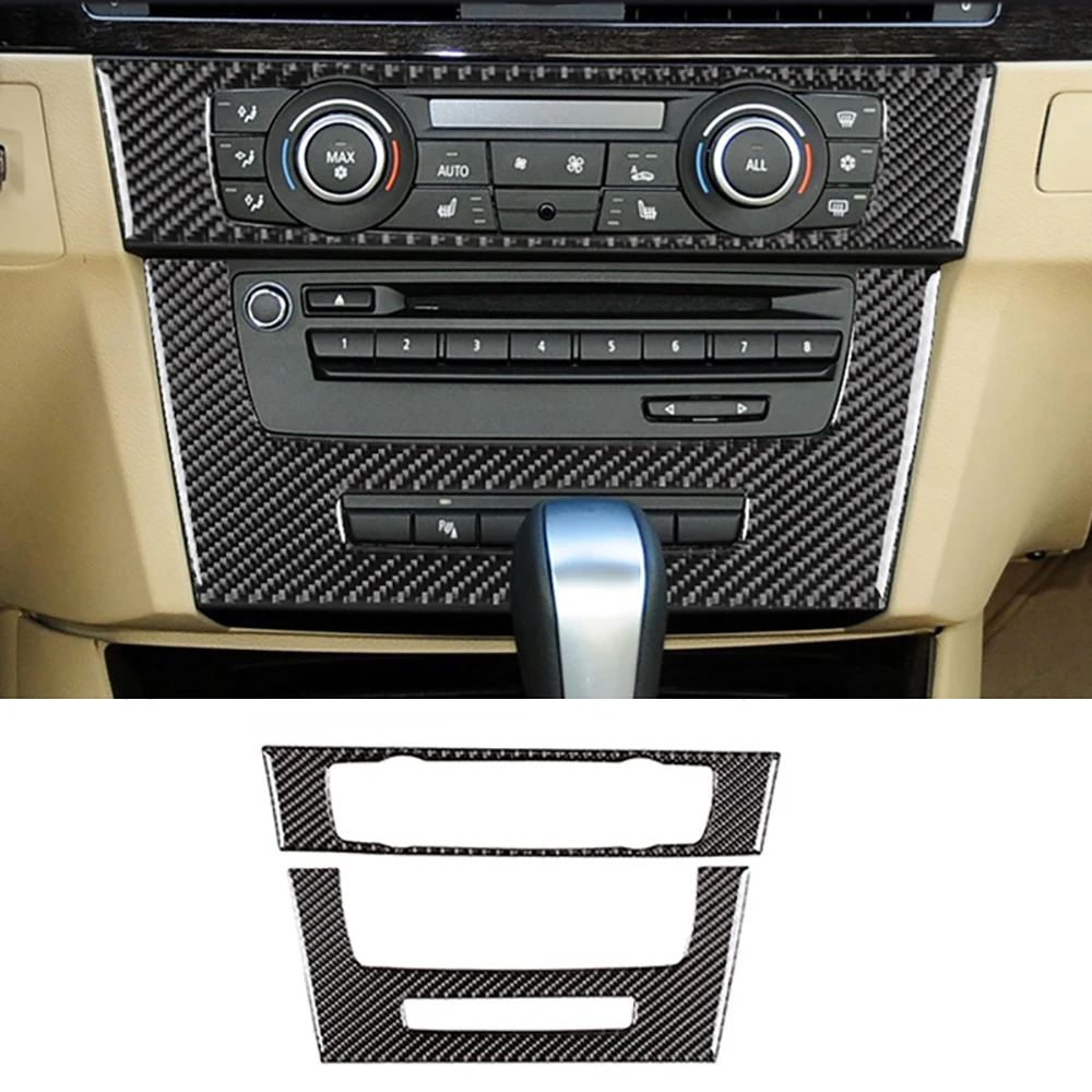 

Углеродное волокно, 2 шт., салон автомобиля, кондиционер, CD, консоль, панель, накладка для BMW 3 серии E90 E92 E93 2005-2012, аксессуары