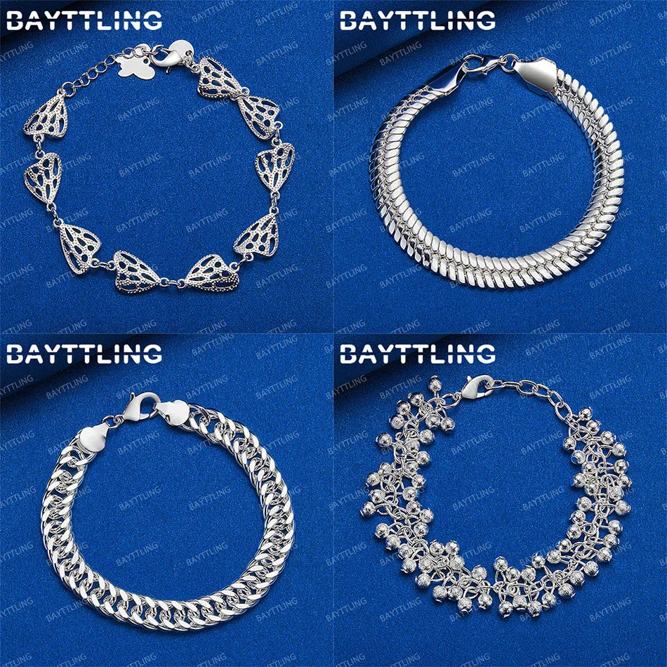

Charm 925 Sterling Silver Delicate Beaded Braided Bracelet Women's Engagement Accessories Gift Jewelry Fashion