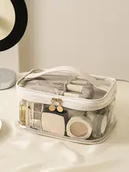 Ladies PU Cosmetic Bag, Travel Cosmetic Bag, Transparent Toiletry Bag, Skin Care Storage Box, Toiletry Storage Box