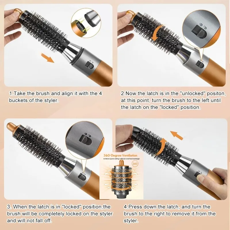 Lockenstab Rundbürste für Dyson Airwrap HS01/HS05 Aufsatz Zylinderkamm Flauschige Düse Lockenbürste Ersatzteil – Detail 3
