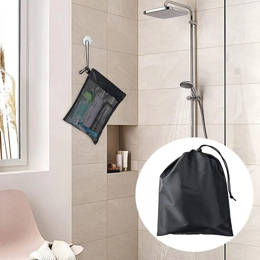 Toiletry Bag with Hanging Suction Cup See-through Mesh Zipper Large Capacity Portable Shower Bag Tote Toiletries Storage Pouch