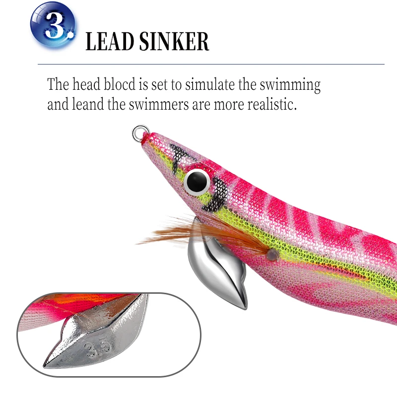 Squid Jig Luminous Floating 10g 15g 19g  Eging Fishing Squid Lure Fishing Lure Artificial Bait for Fishing Squid Octopus pesca