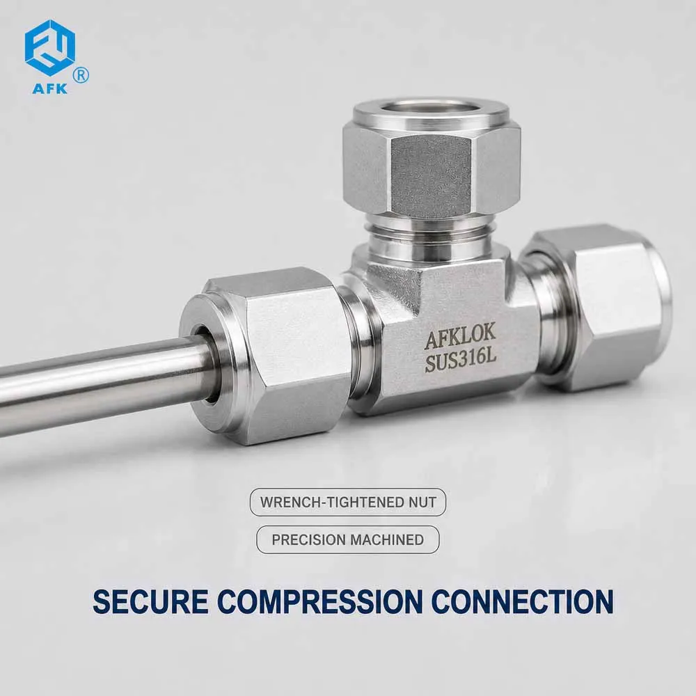 Union Tees Stainless Steel SS316 Double Ferrule Fitting Metric Tube Fittings 6mm 8mm 10mm 12mm 14mm Metric Union Tee