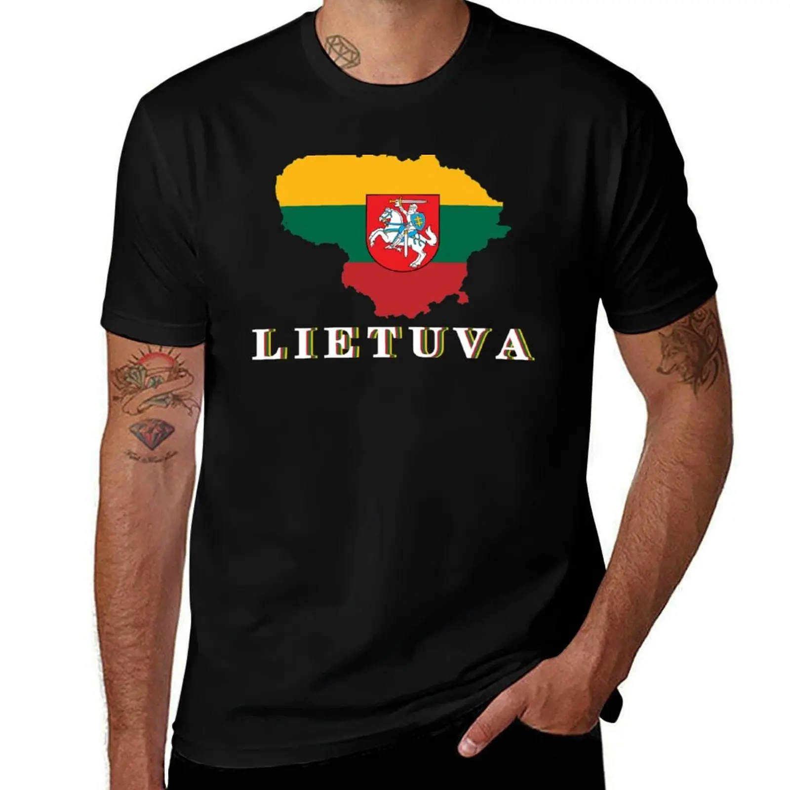 Lithuania Lietuva Country Flag Outline Design T-Shirt t shirts for man cotton funny T-Shirt