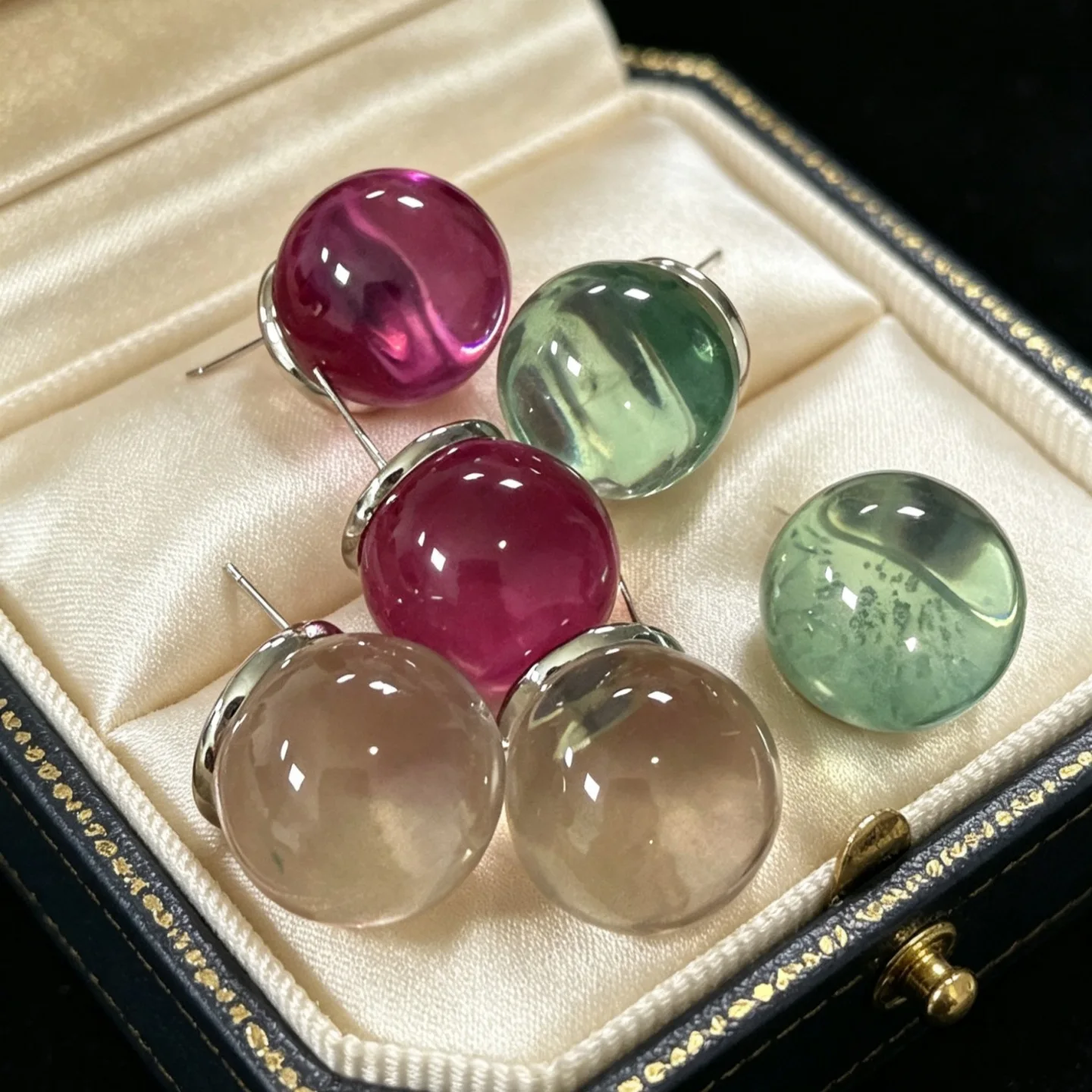 Mermaid Bubble Color Resin Crystal Ball Stud Earrings Niche Light Dopamine Ball Earrings Jelly Earrings Women