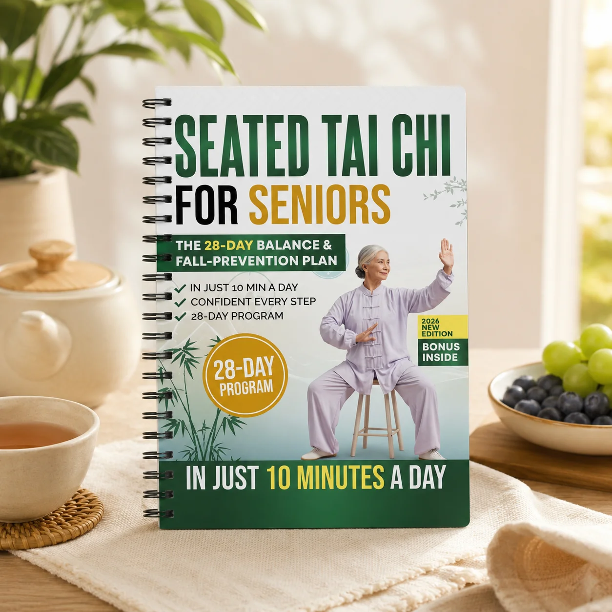

Tai Chi for Seniors Journal | 28 Day Walking Tai Chi Plan • 10 Minute Daily Balance & Mobility Exercise Guide
