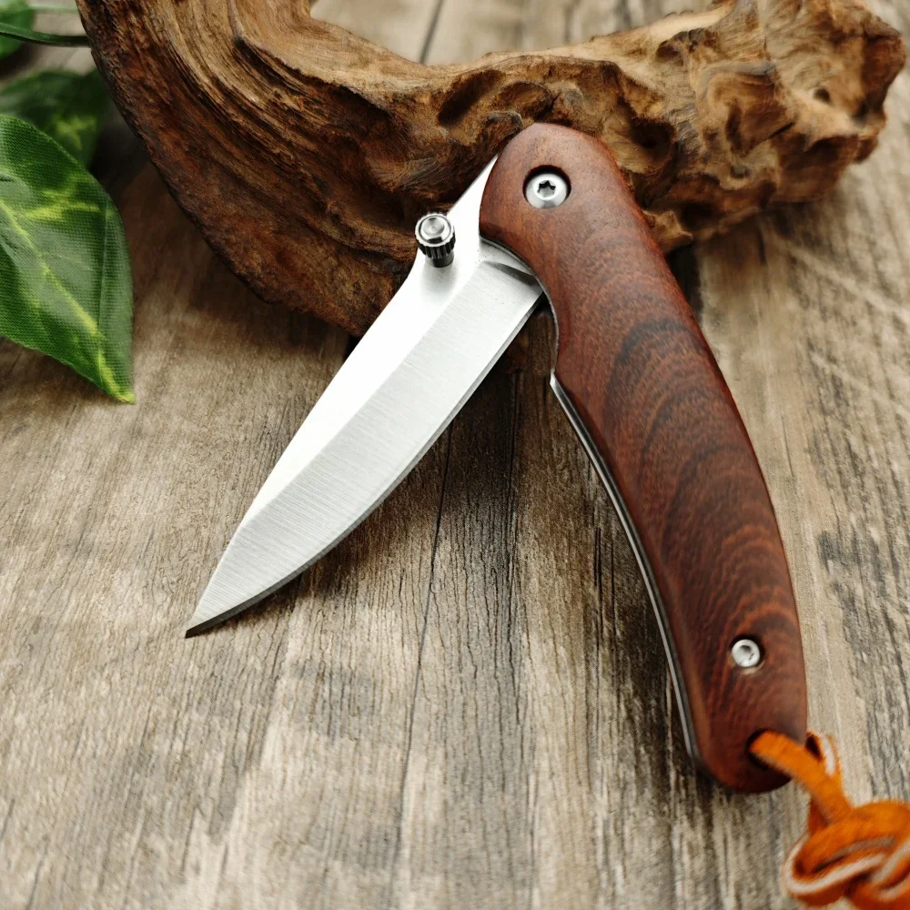 Outdoor Knife BN D2 Redbird Folding Knife 5Cr13Mov Blade Colorful Wood Handle Portable Pocket Knife EDC Survival Camping Tool