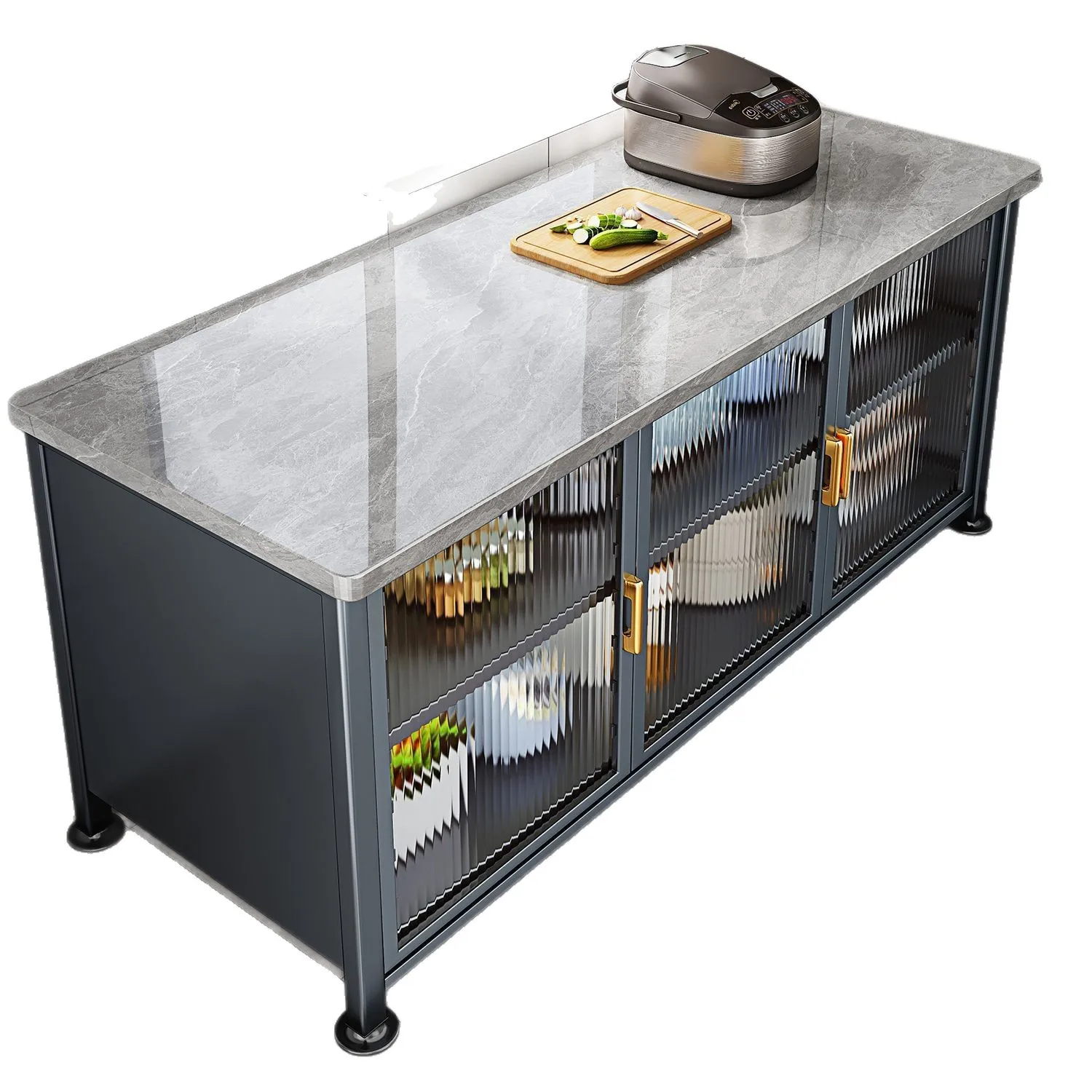 Large Capacity Kitchen Storage Cabinet Multi-layer Bowls Dishes Storage Shelf Dustproof Cupboard with Doors