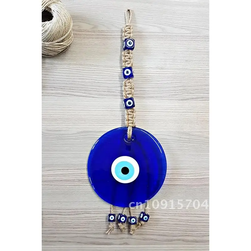 Lucky Eye Glass Blue Turkish Evil Eye Pendant Multi Color Bead Handmade Wall Hanging  Decoration for Home Living Room Car Gift