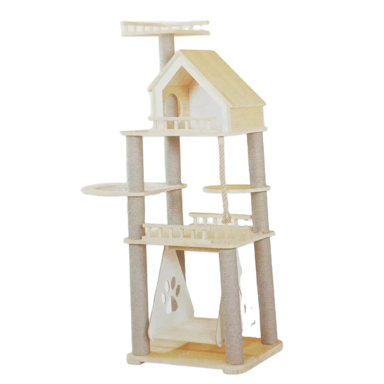 

Modern luxury large cat climbing tree tower with scratching post for many cats to play wooden cat tree tower jumping platform