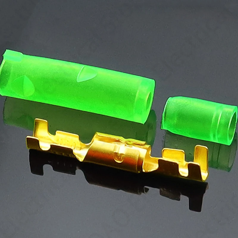 25/50100sets 4.0 bullet terminal car electrical wire connector diameter 4mm pin set Female + Male + Case green