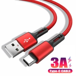 Cabo USB Tipo C para Samsung Xiaomi Huawei, Carregamento Rápido, Cabo de Celular Original, Curto e Longo, Carregador USBC, 0.2m, 2m, 3m