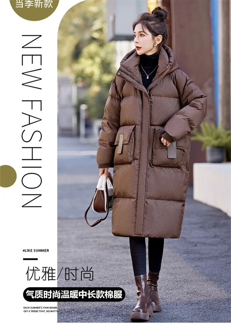 2024 Winter Women Jacket Coats Long Parkas Female Down Cotton Hooded Overcoat Thick Warm Jackets Windproof Casual Student Coat