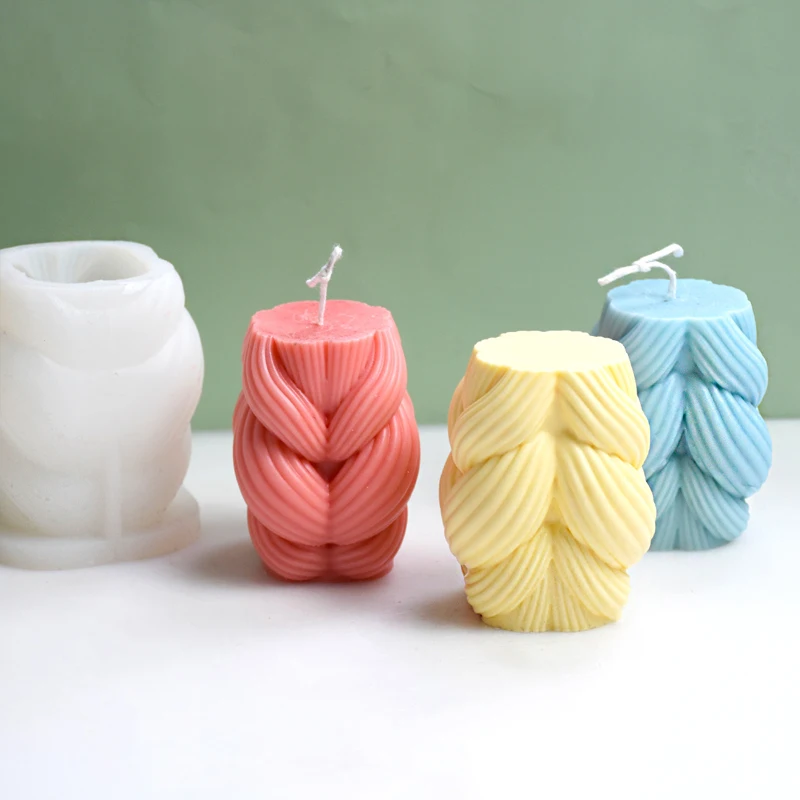 

Large Knot Column Candle Silicone Mold Woven Rotating Pillar Aromatherapy Soap Resin Plaster Making Molds DIY Home Decor Gifts