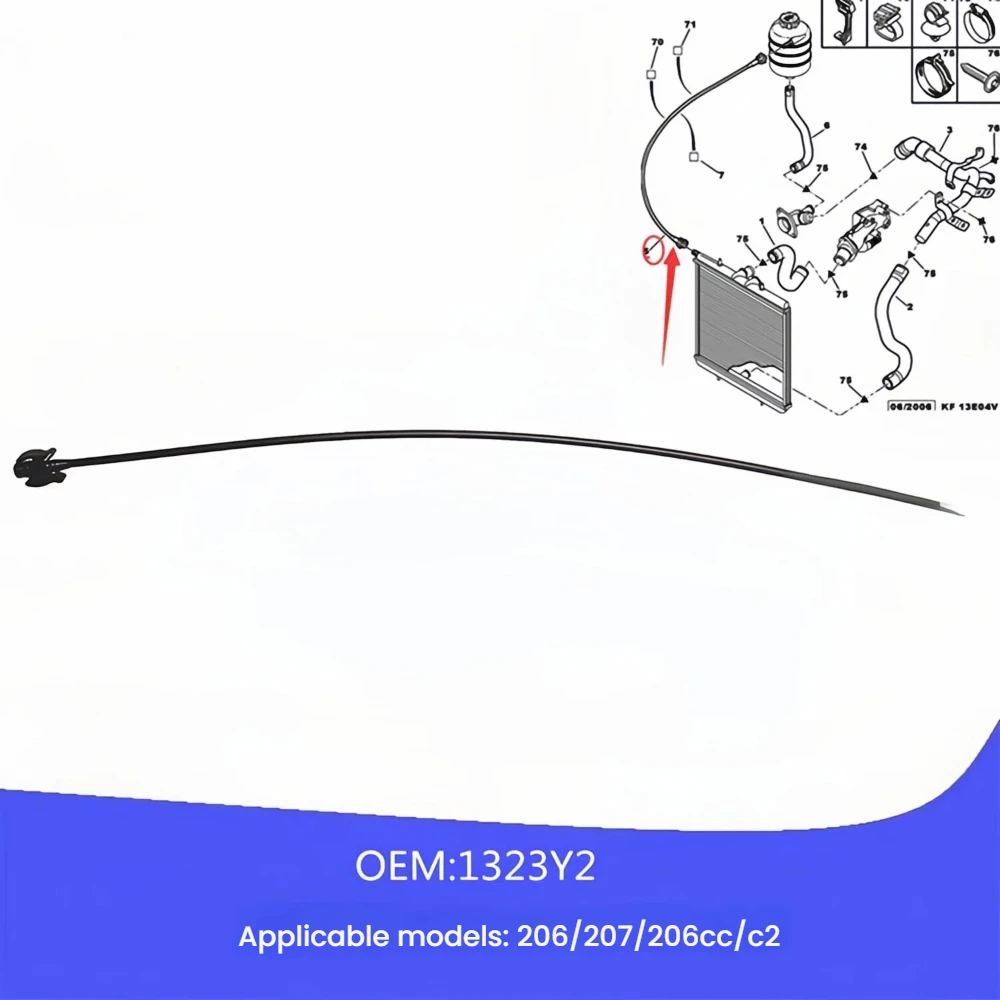 

Water Return Pipe Gas Removal 1323Y2 Radiator Scavenging Pipe Rubber Hose for Peugeot 206 207