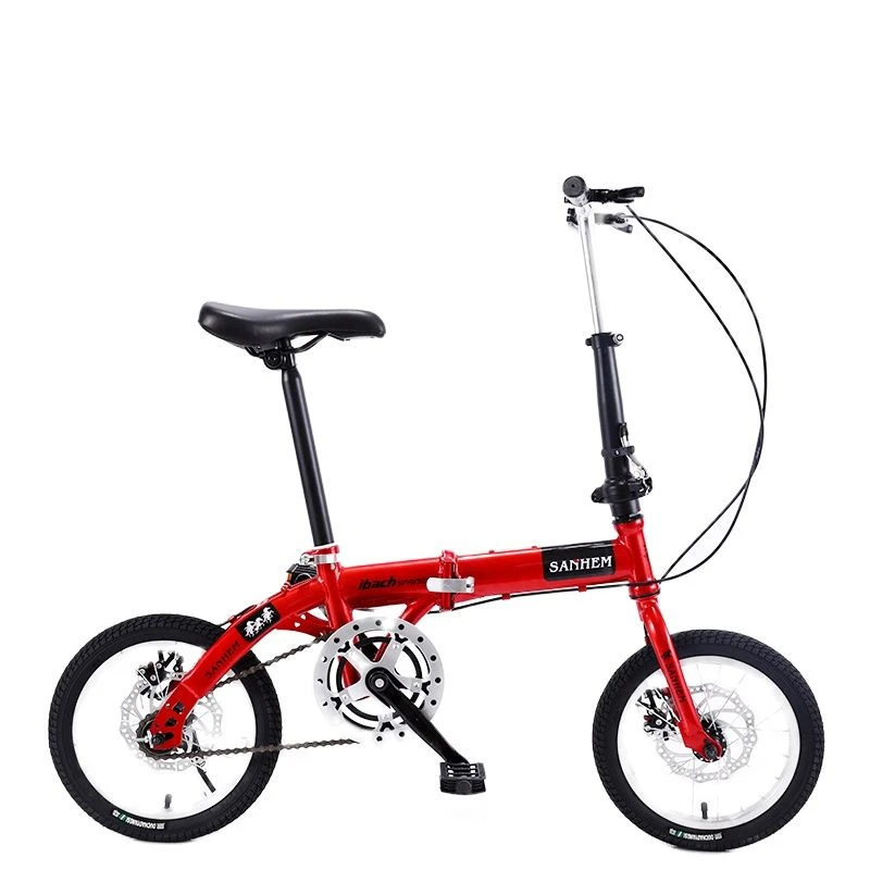 Foldable Ultra-lightweight Kids Bike 14-inch Children Variable Speed Brake Folding Bicycle Student Children\'s Articles LSL125YH