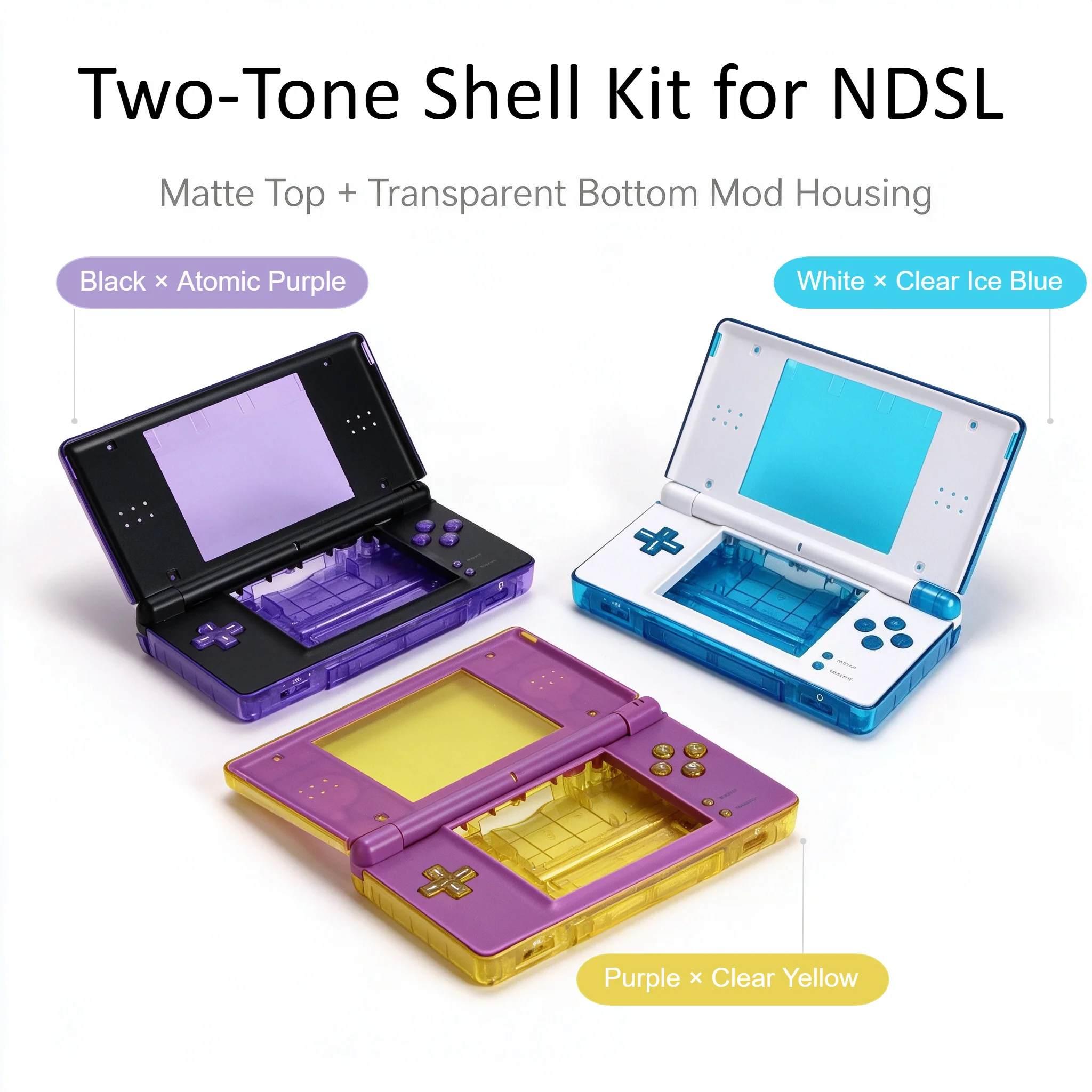 Индивидуальный комплект для полной замены корпуса для NDSL / DS Lite, набор аксессуаров для персонализации Nintendo DS Lite своими руками.
