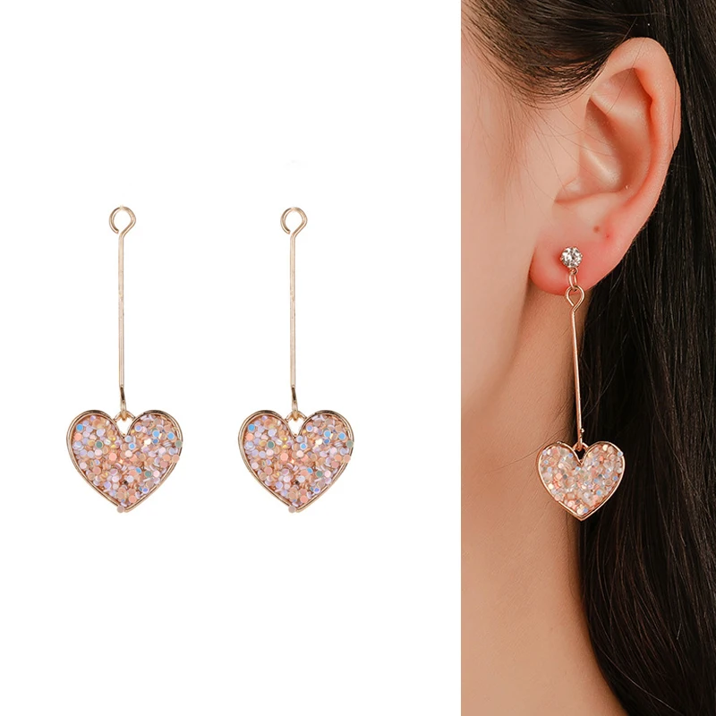 Engood 60Pcs Pink Heart Rhinestones Buckle Sewing Trim & Embellishments Craft Button for DIY Jewelry Earrings Pendants Hair