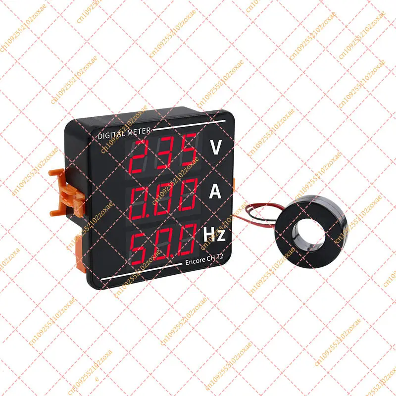 AC 50-500V 0-120A Hz Meter 72x72mm Digital Volt Amp Frequency Display 10-99.9Hz DIN Rail Mount CE Certified
