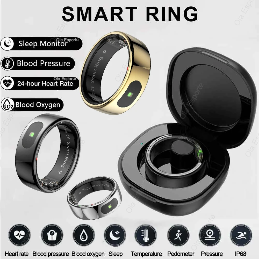 

Новое умное кольцо Bluetooth Мониторинг здоровья Сердечный ритм Кислород в крови Напоминание о сообщениях Управление жестами Водонепроницаемый спортивный Smartring