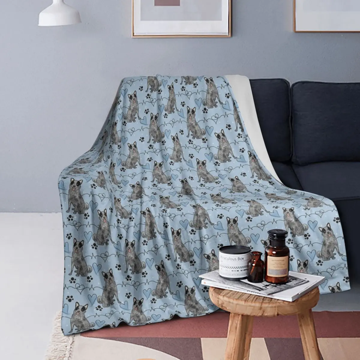

LOVE Blue Heeler Australian Cattle Dog Blanket Soft Warm Flannel Throw Blanket Cover for Bed Living room Picnic Travel Home Sofa