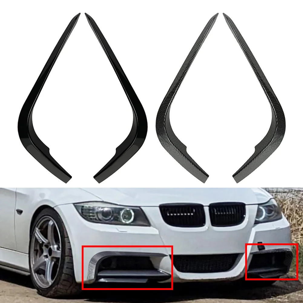 2 PCS Car Front Bumper Side Splitter Spoiler Trim For BMW 3 Series E90 E91 Pre-LCI 2005 2006 2007 2008