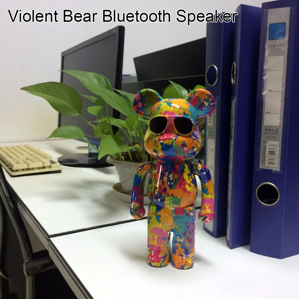 Carpbaba VBEAR Graffiti الدب العنيف بلوتوث الصوت ديكور المنزل بطاقة الصوت الصغيرة الاتجاه تيدي بير هدية عيد ميلاد المتكلم
