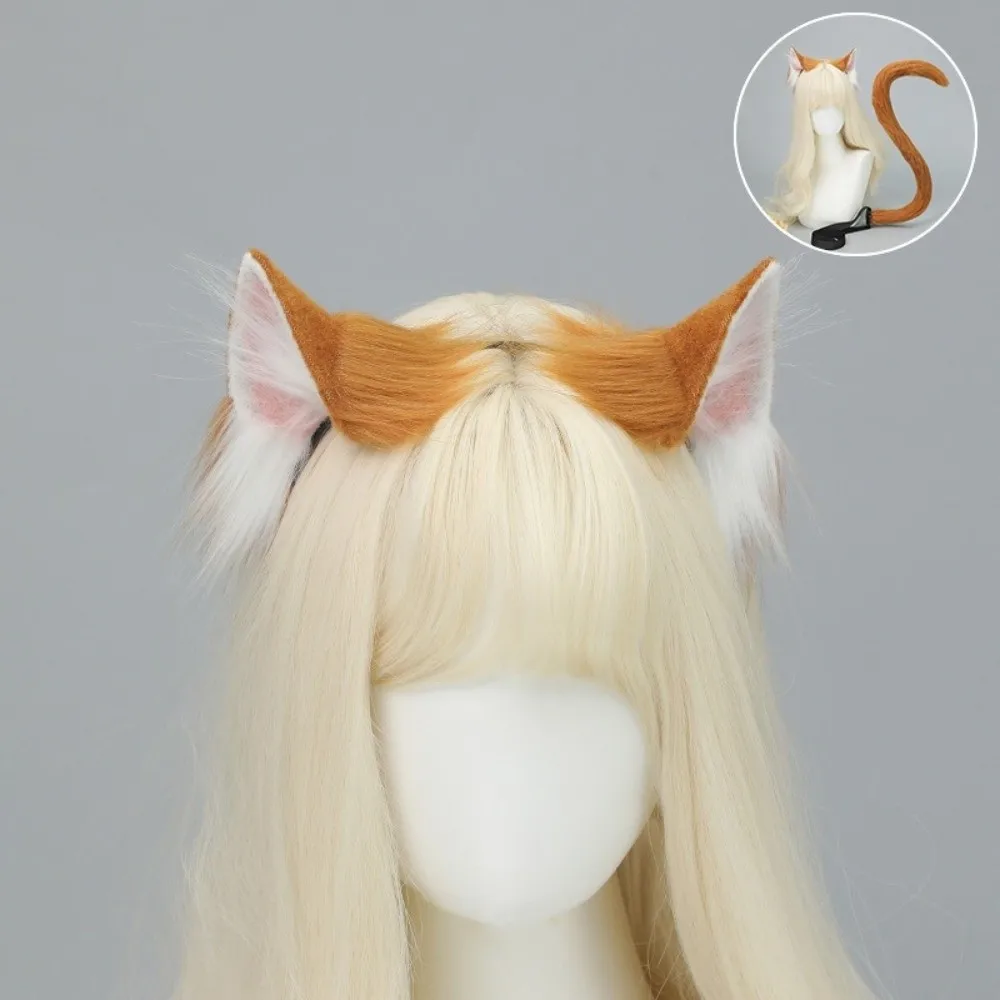 Cute Simulation Animal Cat Ears Headband Ears Headband Cat Tail Party Props Headdress Cat Costume Accessories Hair Accessories