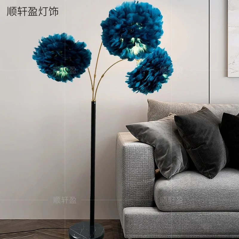 Feather Floor Lamp, Living Room Sofa Lamp, Internet Famous Ledins Style Minimalist Bedroom Bedside Lamp, Vertical