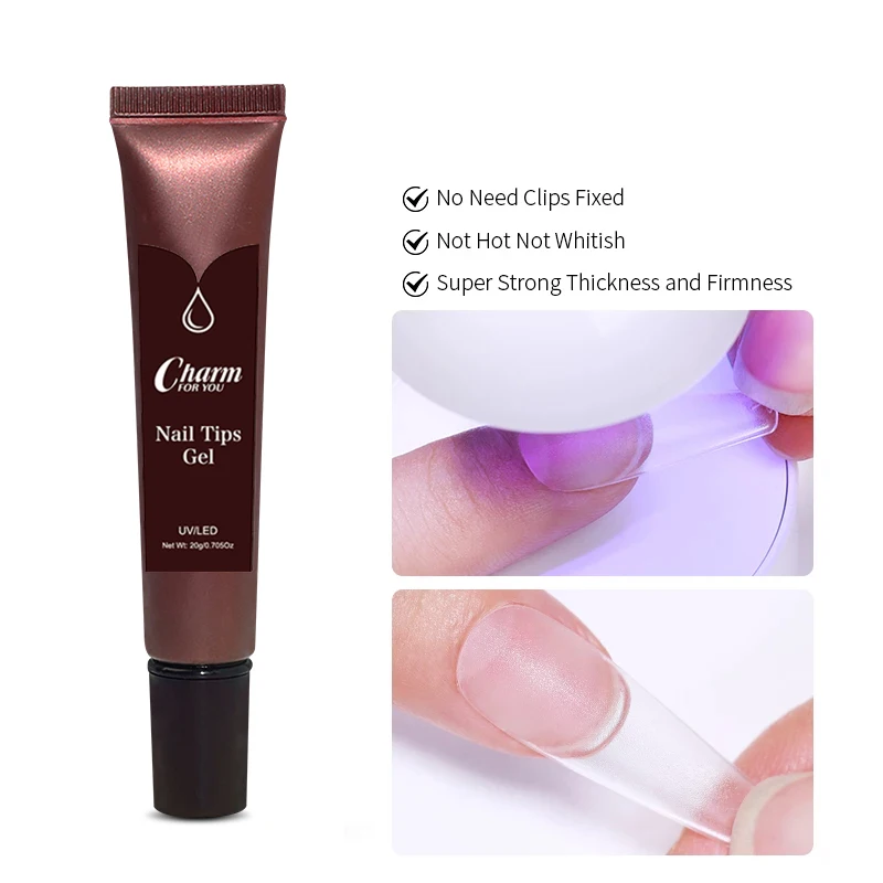 2in1เจลทาเล็บที่แข็งแรงมากสำหรับเล็บปลอมและเล็บแบบกดสำหรับต่อเล็บติดทนนานเจลทาเล็บ