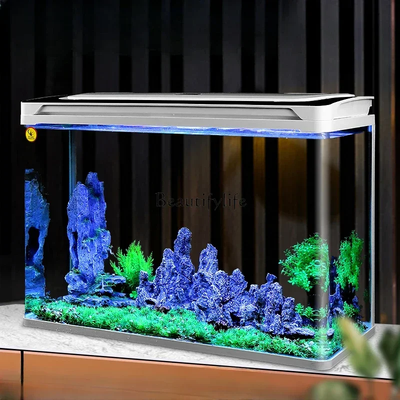 Glass Fish Globe Household Desk Small Living Room Lazy Change Water Ecological Self-Circulation Aquarium