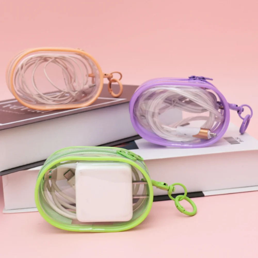 

With Keychain Phone Charger Bag Transparent Anti Drop Data Cable Storage Bag Waterproof Portable Digital Storage Bag