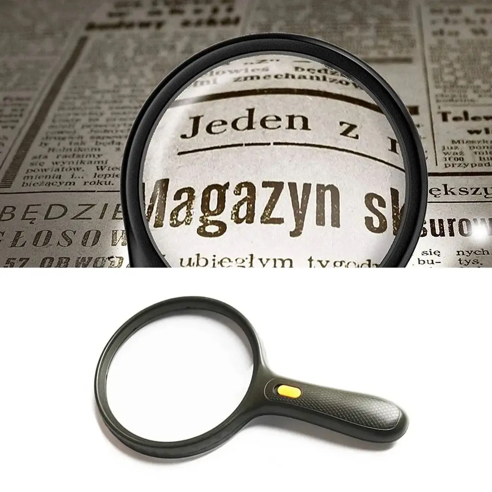 Handheld 138mm Magnifying Glass Reading Large Backlit Magnifier High Definition Durable 1.8X/5X Magnifying Glass Elderly