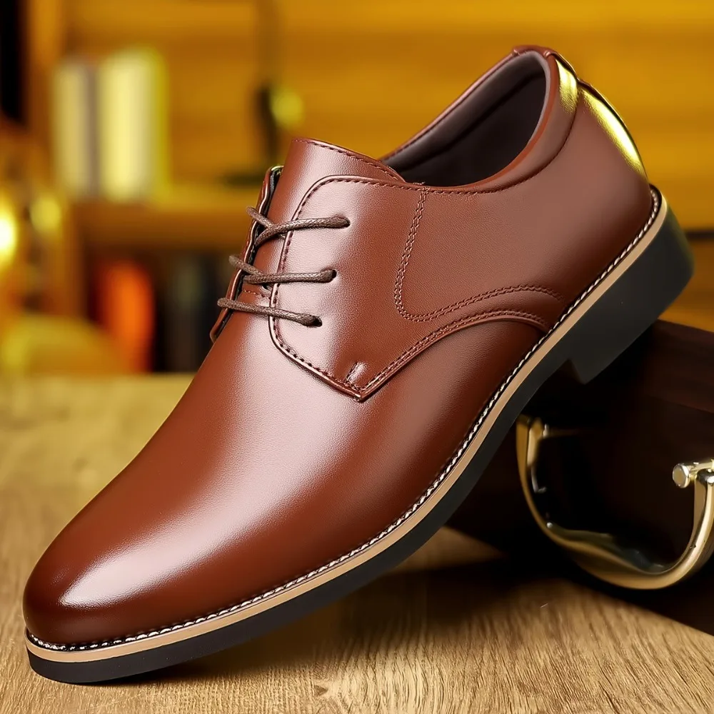

Leather Shoes Men's Spring and Autumn Soft-soled Lace-up Casual Shoes New Business Dress Leather Shoe Men Large Size 38-48