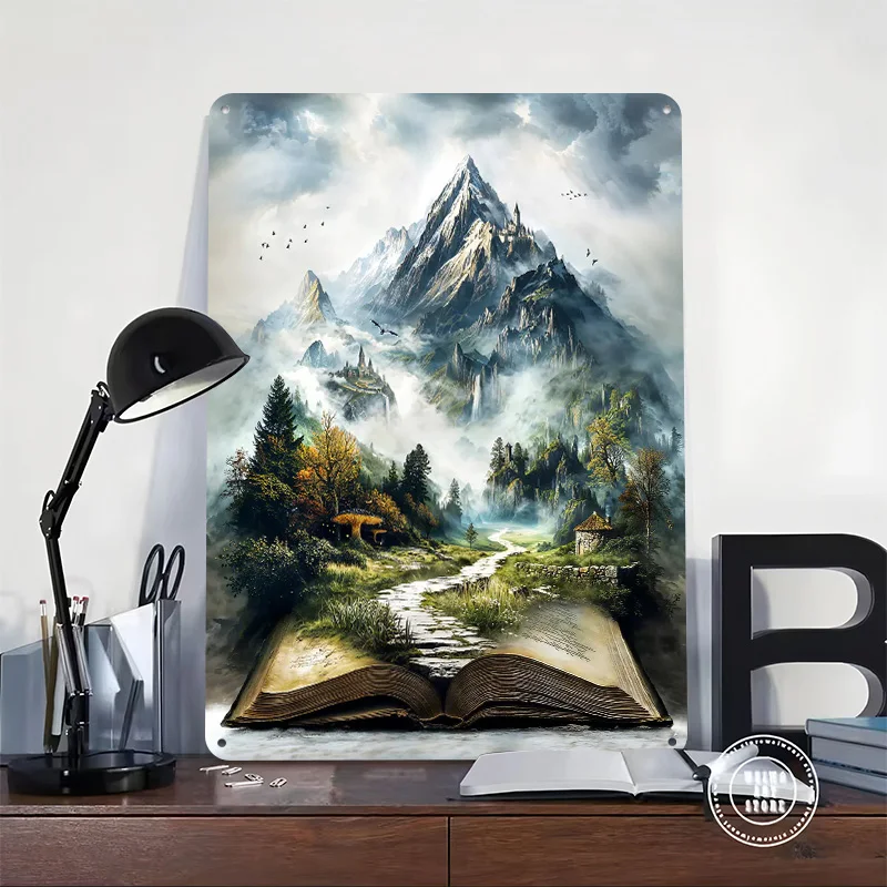 Tome of Endless Realms Printed Poster Customized Retro Wall Art Vintage Metal Tin Signs for Wand Deko Office Decor Room House
