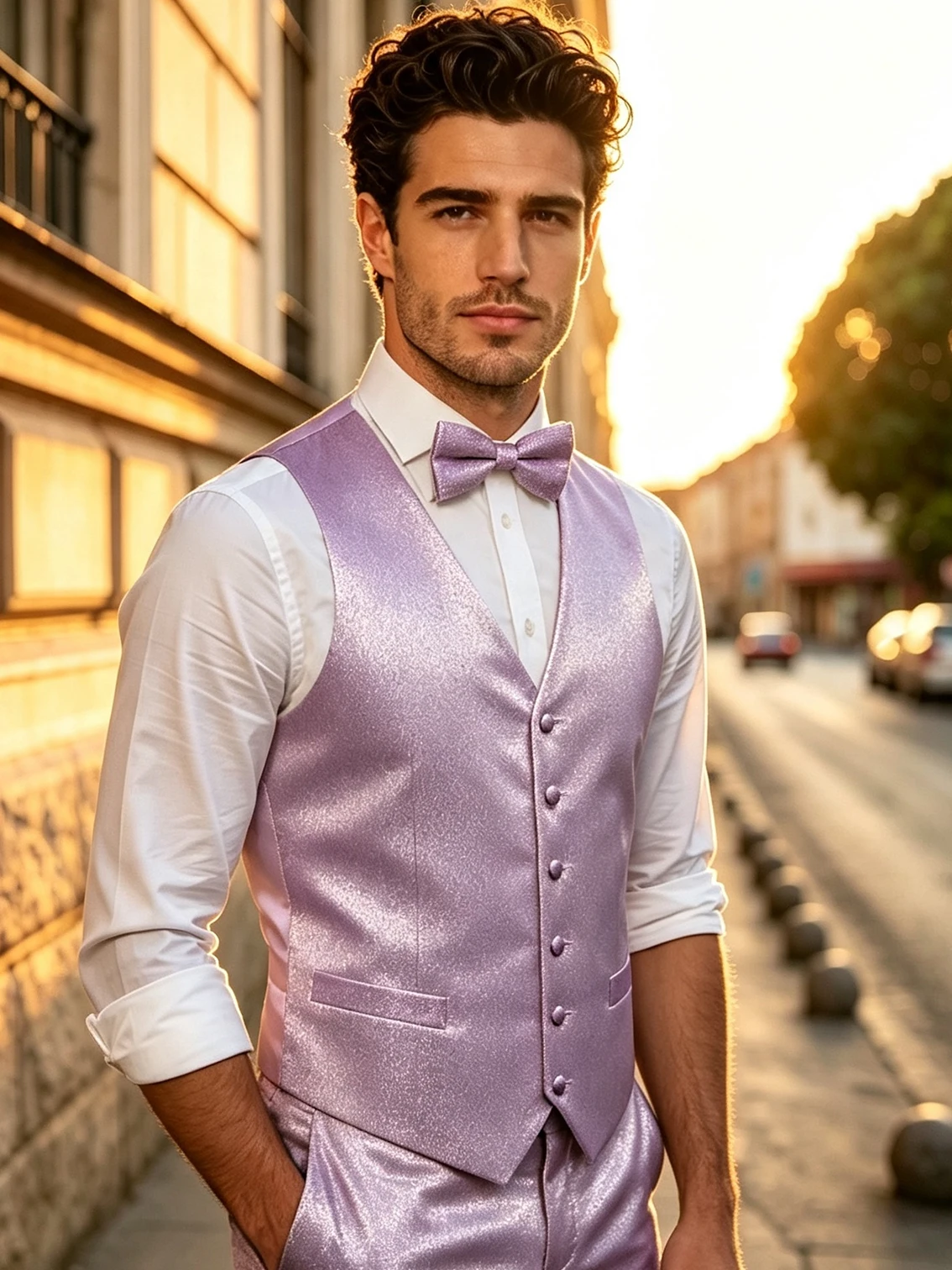 Men'S Grooming Club - VERVEROW Conjunto de Chaleco y Corbata