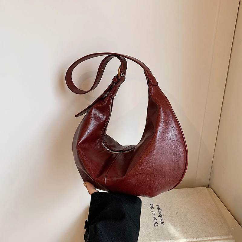 

Повседневные модные однотонные сумки на плечо из искусственной кожи на молнии, простые универсальные сумки через плечо высокого качества большой вместимости для женщин, горячая распродажа 2025 г.