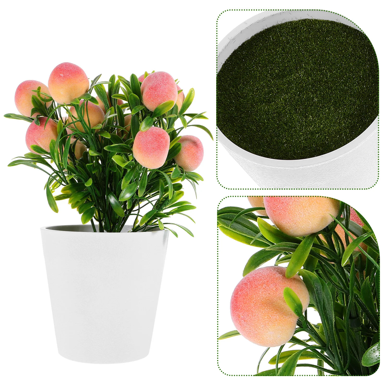 

Artificial Fruit Tree Faux Potted Peach Tree Bonsai Fake Fruit Plant Decoration Tabletop Centerpiece Indoor Office Bedroom Decor