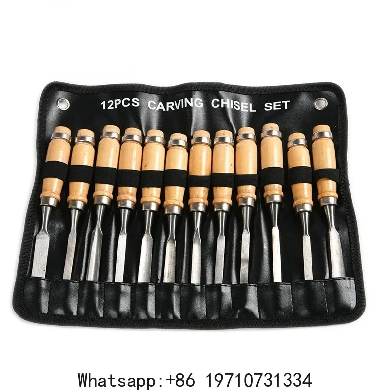 12Pcs Wood Carving Hand Chisel Tool Set Woodworking Professional Gouges Consruction An Carpentry Tools