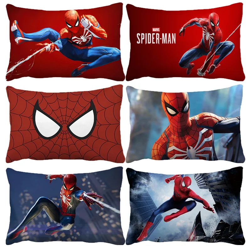 Marvels SpiderMans poszewka na poduszkę poszewka na poduszkę 50x30CM 60x40CM chłopcy kreskówka Anime nowa dekoracja pokoju dzieci urodziny Kawaii słodkie prezenty