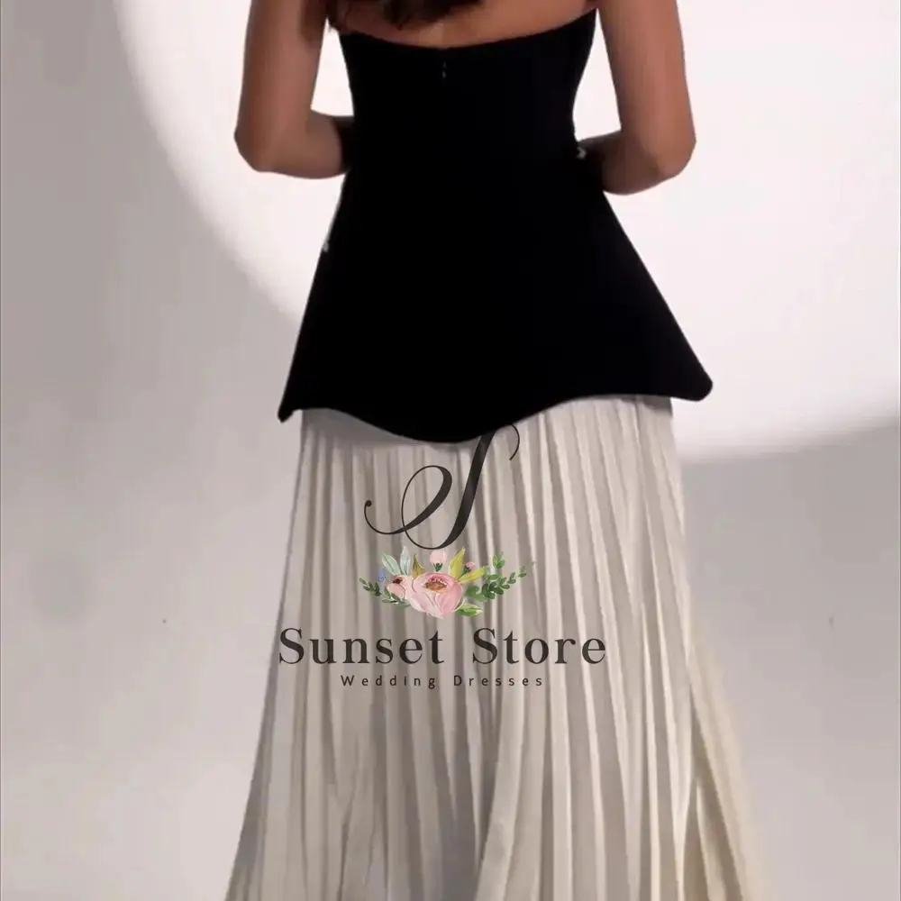 Customized Evening Dress Customized Jersey Flowers Pleat Strapless A Line Evening Gowns Elegant Thigh Slit Wedding Party Dress