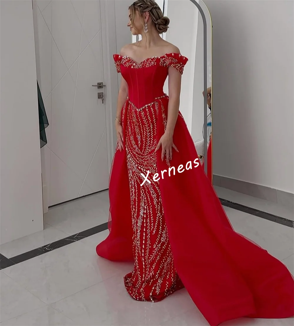 Customized Jersey Pleat Rhinestone Off-the-shoulder Long Dresses Bespoke Occasion Luxury Woman Elegant Party Wedding Sparkle 2