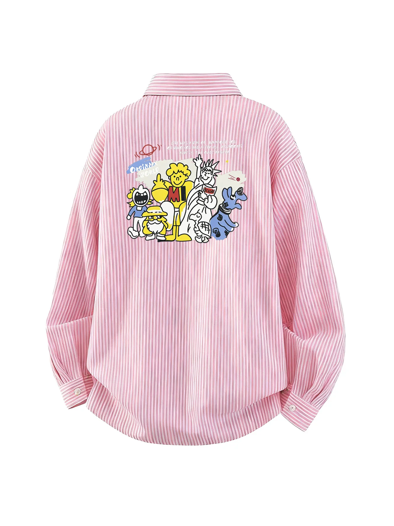 

Spring and Autumn Style Men's Cartoon Fun Back Pattern Long Sleeve Striped Casual Versatile Niche Shirt
