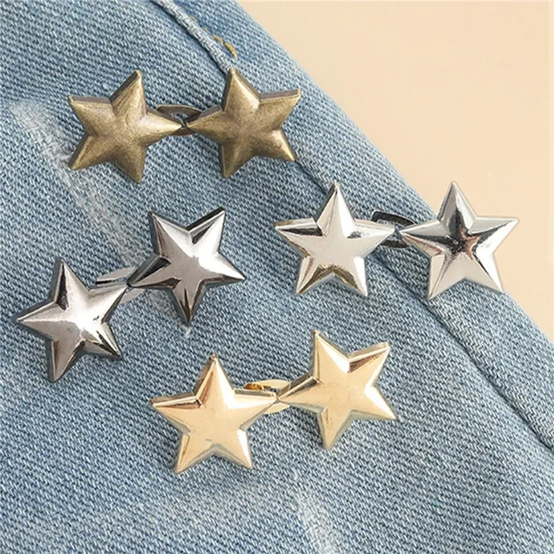 1pc Tightener Adjustable Waist Buckle for Jeans No Sewing Required Star Button Adjuster for Pants and Skirts Waist
