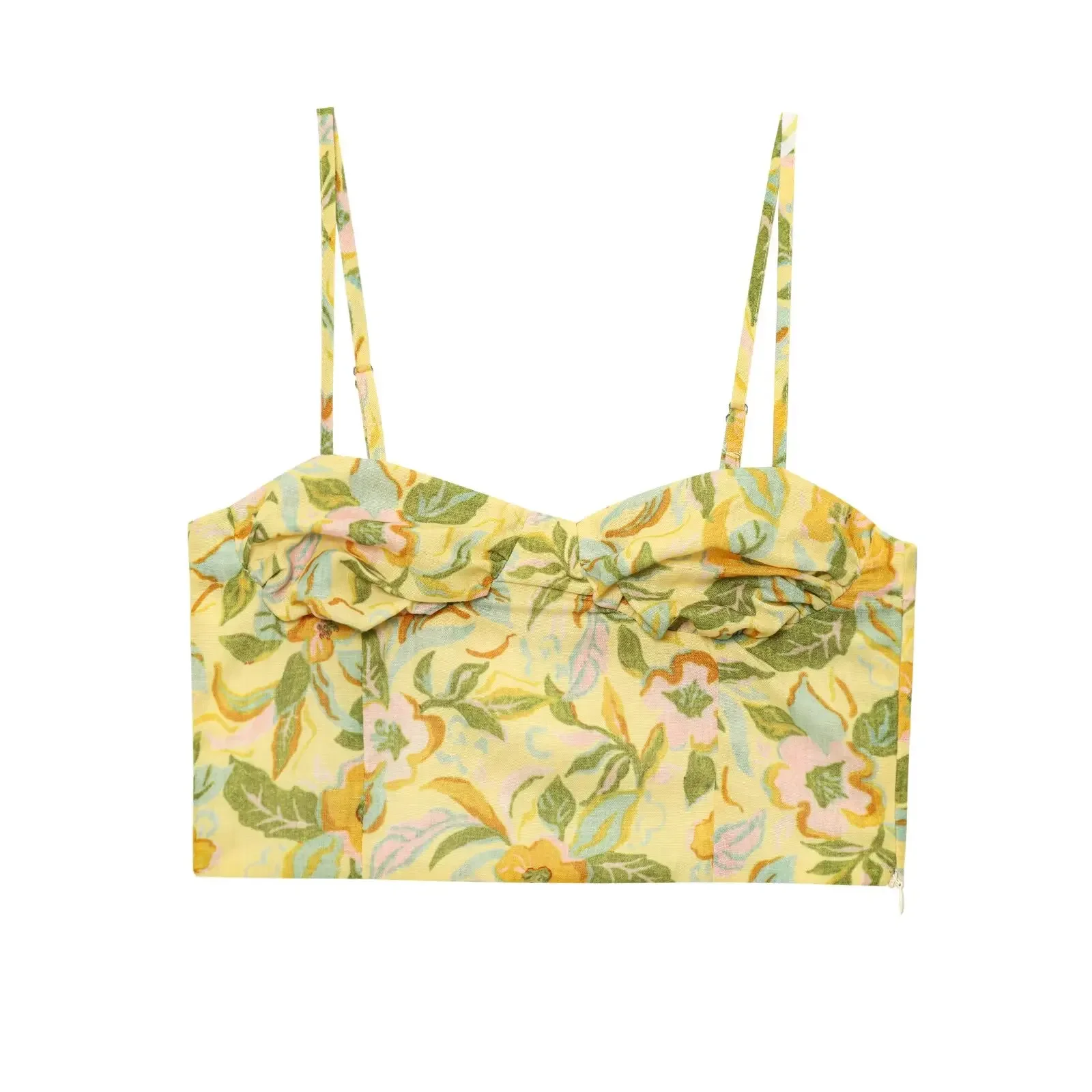 Dames Nieuw Casual Strand Vakantiestijl A-lijn Roksets Sexy Crop Sling Hemdje Bloemenprint Tweedelige set 8351039