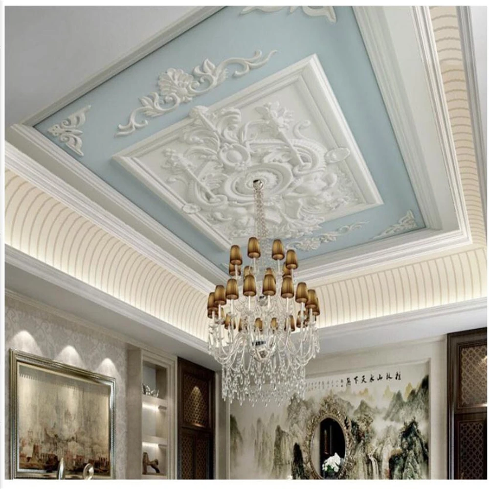 

3d ceilings 3d stereoscopic wallpaper European ceiling wallpaper European living room bedroom roof mural wall