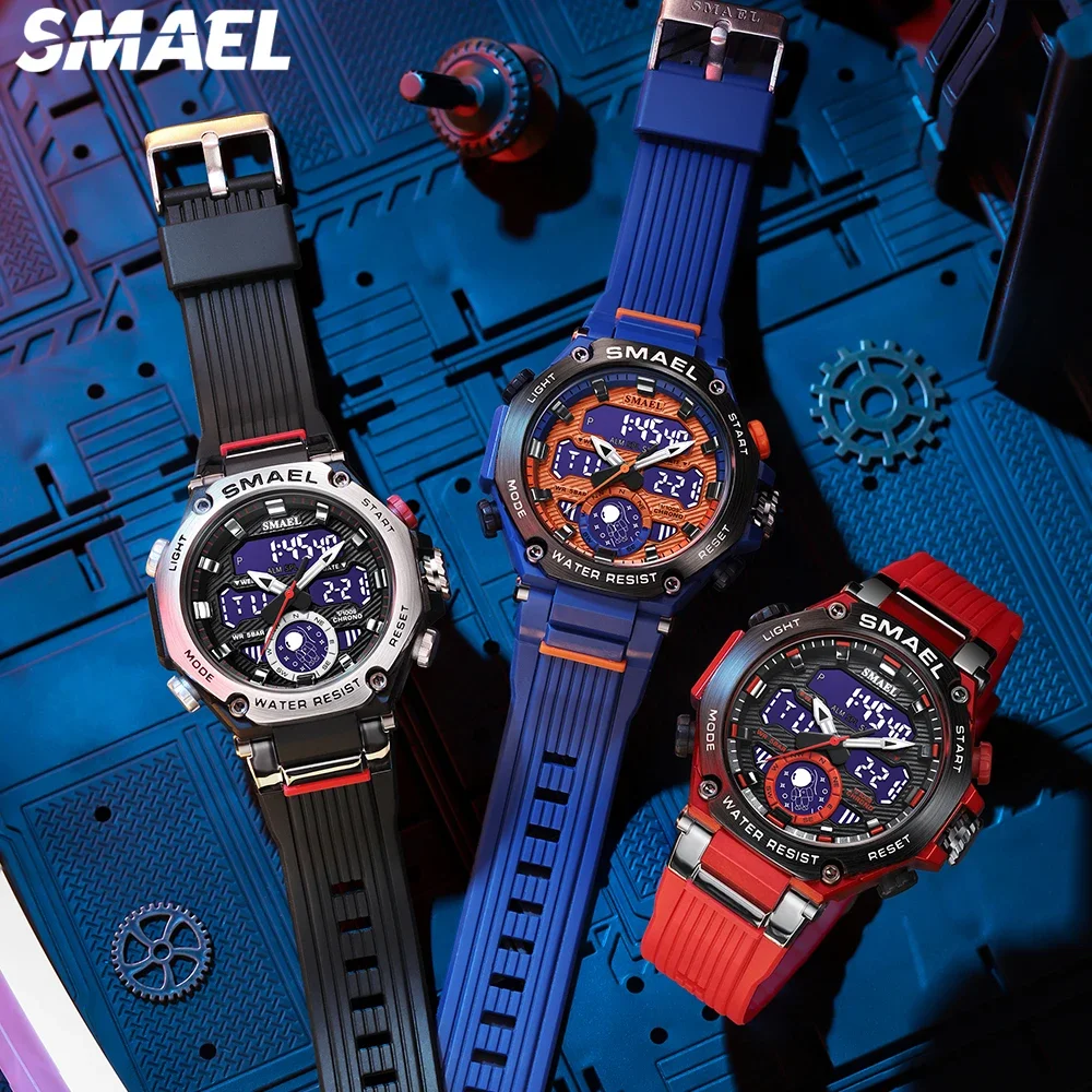 SMAEL 8069 Versatile Dual Display Electronic Watch Astro Alloy Multi functional Student Watch for Leisure Sports